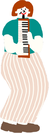 鍵盤ハーモニカを吹く女性